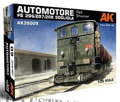 AK 1/35 Automotore FS 206/207/08 Sogliola Rail Shunter Locomotive w/Track Section & Figure (Plastic Kit)