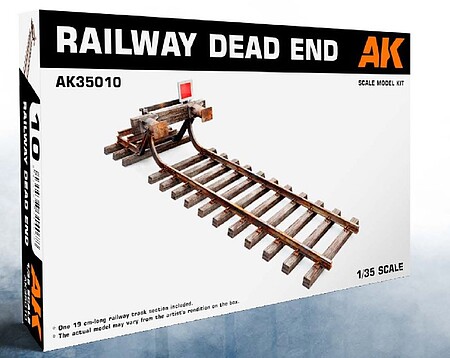 AK 1/35 Railway Dead End 7.5 Long Track Section w/Buffer Stop (Plastic Kit)