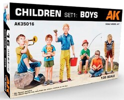 AK Children Set !- Boys (6) Plastic Model Military Figure Kit 1/35 Scale #35016
