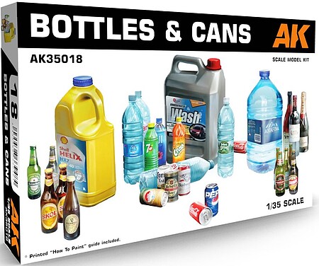 AK 1/35 Bottles & Cans Various Sizes (60) (Plastic Kit)