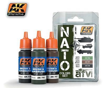 AK NATO AFV Colors Acrylic Paint Hobby and Model Paint Set #4001