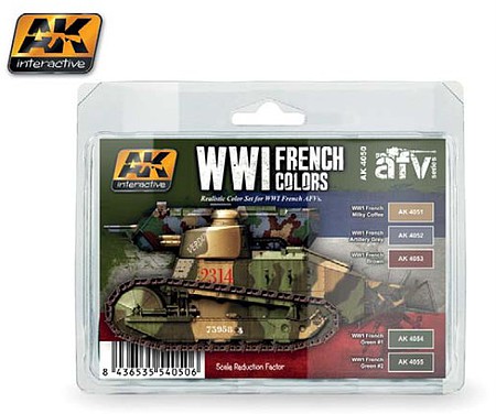 AK WWI French Colors Acrylic Paint Set Hobby and Model Paint Set #4050