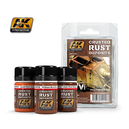 AK Crusted Rust Deposits Weathering Enamel Paint Hobby and Model Paint Set #4110