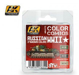 AK Color Combos Russian WWII Standard Acrylic Paint Set (3 Colors) Hobby and Model Paint #4173