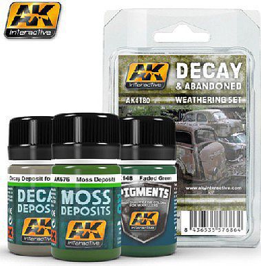 AK Decay & Abandoned Weathering Paint Set (148, 675, 676,) Hobby and Model Paint Set #4180