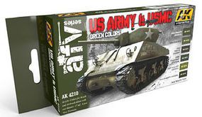 AK US Army & USMC Green (6 Colors) 17ml Bottles Hobby and Model Acrylic Paint #4210 AK US Army & USMC Green (6 Colors) 17ml Bottles Hobby and Model Acrylic Paint #4210