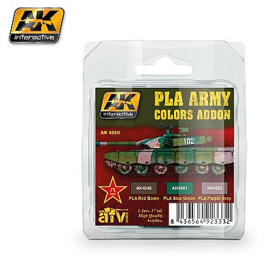 AK PLA Army Colors Add-on Acrylic Paint Set (3 Colors) 17ml Hobby and Model Paint Supply #4260