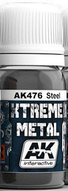 AK Xtreme Metal Steel Metallic Paint (30ml) Hobby and Model Enamel Paint #476