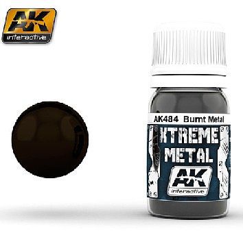 AK Xtreme Metal Burnt Metal Metallic Paint Hobby and Model Acrylic Paint #484