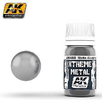 AK Xtreme Metal Matte Aluminum (30ml) Hobby and Model Enamel Paint #488