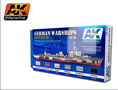 AK WWII German Warships Camouflages Acrylic Paint Hobby and Model Paint Set #559