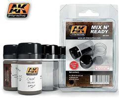 AK Mix N' Ready 35ml Empty Jars w/Labels (4) Hobby and Model Paint Supply #616