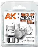 AK Mix N' Ready 10ml Empty Bottles with Lids (4) Hobby and Model Paint Supply #620