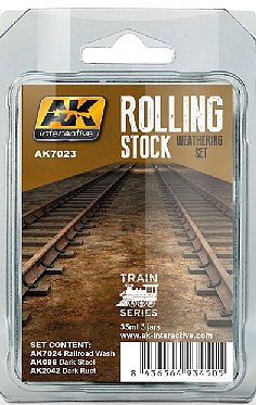 AK Rolling Stock Weathering Paint (3 Colors) 35ml Bottles Hobby and Model Paint Set #7023