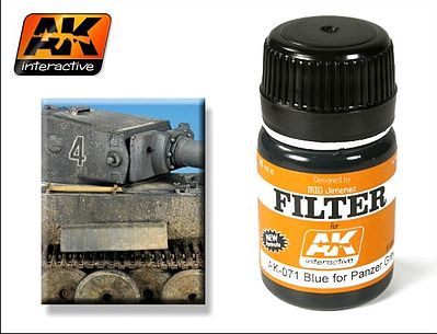 AK Blue for Panzer Grey Filter Enamel Paint 35ml Bottle Hobby and Model Enamel Paint #71