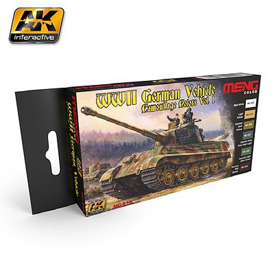 AK WWII German Vehicle Camouflage Colors Vol.1 Acrylic Paint Set (6 Colors) 17ml Bottles