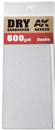 AK Dry Sandpaper Sheets 600 Grit (3) Hobby and Model Sanding Tool #9039