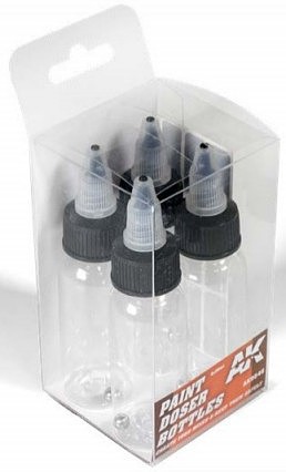 AK Paint Doser 30ml Bottles w/Stainless Steel Shaker Ball (4) Hobby and Model Paint Supply #9046