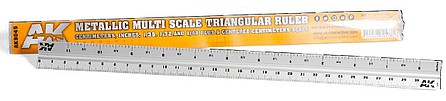 AK Aluminum Metallic Multi Scale Triangular Ruler Hobby and Model Measuring Tool #9049
