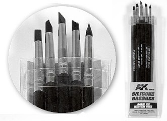 AK Hard Tip Medium Size Silicone Brushes (5) Hobby and Model Paint Brush #9088