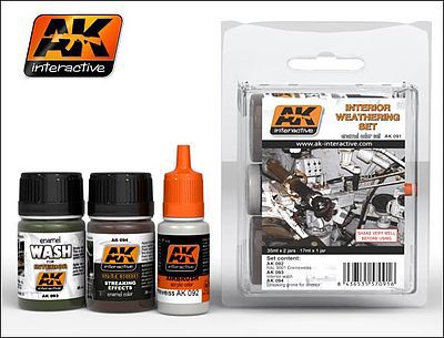 AK Interior Weathering Acrylic/ Enamel Paint (92, 93, 94) Hobby and Model Paint Set #91