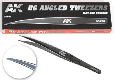 AK Interactive HG Angled Tweezers 02 (Flat End)