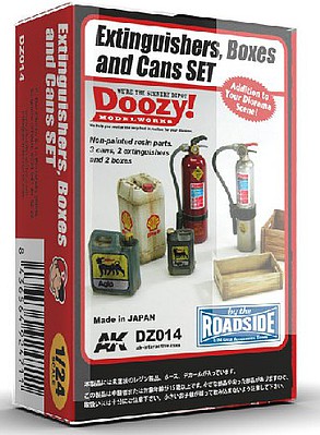 AK 1/24 Doozy Series- Fire Extinguishers, Crates & Can Set (7) (Resin)