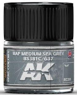 AK RAF Medium Sea Grey BS381C/637 Acrylic Lacquer Paint 10ml Bottle Hobby and Model Paint #rc289