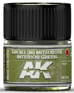 AK IJN M3 (M) Mitsubishi Interior Green Acrylic Lacquer Paint 10ml Hobby and Model Paint #rc306