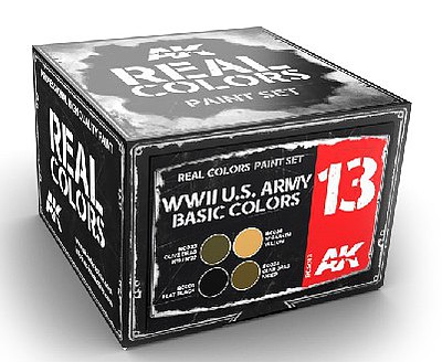 AK Real Colors- WWII US Army Basic Acrylic Lacquer Paint Set (4) 10ml Bottles