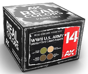 AK WWII US Army Disruptive Camo Acrylic Lacquer Paint Set (4) 10ml Hobby and Model Paint #rcs14