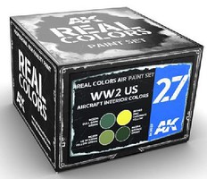 AK Real Colors- WWII US Aircraft Interior Acrylic Lacquer Paint Set (4) 10ml Bottles AK Real Colors- WWII US Aircraft Interior Acrylic Lacquer Paint Set (4) 10ml Bottles