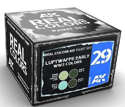 AK Real Colors- Luftwaffe Early WWII Acrylic Lacquer Paint Set (4) 10ml Bottles