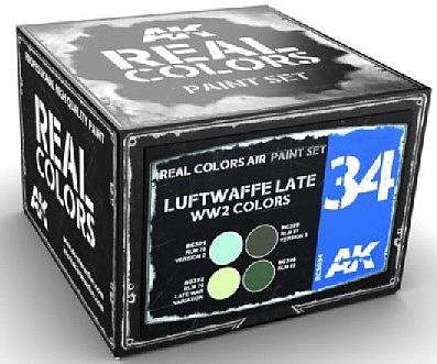 AK Real Colors- Luftwaffe Late WWII Acrylic Lacquer Paint Set (4) 10ml Bottles