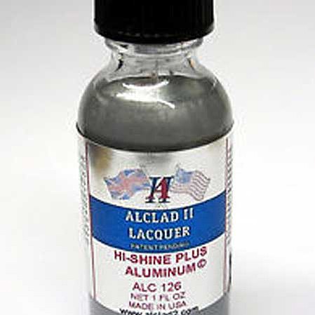 Alclad 1oz. Bottle Hi-Shine Plus Aluminum Lacquer Hobby and Model Lacquer Paint #126