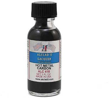 Alclad 1oz. Bottle Hot Metal Carbon Lacquer Hobby and Model Lacquer Paint #418