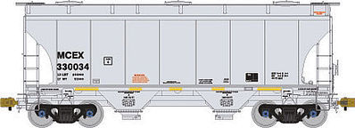 American-Limited 3281 Cu.Ft. 2-Bay Covered Hopper MCEX #330034 (gray) HO Scale Model Train Freight Car #1032