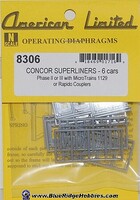 American-Limited Gray Diaphragms for ConCor Superliners (6) N Scale Model Train Part Kit #8306
