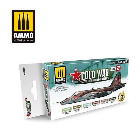 Ammo Cold War Vol. 2 Soviet Fighters/Bombers (six 17ml) Hobby and Plastic Model Paint Set #7239