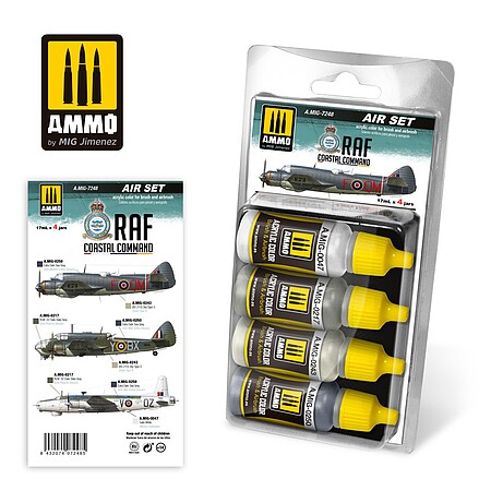 Ammo RAF Coastal Comannd WWII Colors (four 17ml bottles) Hobby and Plastic Model Paint Set #7248