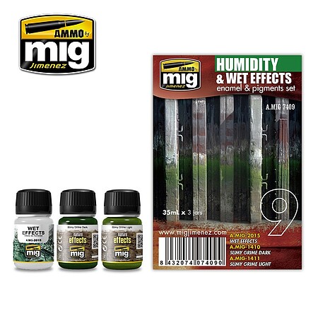 Ammo Humidity and Wet Effect Colors (three 35ml bottles) Hobby and Plastic Model Paint Set #7409