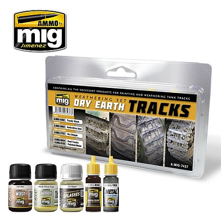 Ammo Dry Earth Tracks Weathering Set Hobby and Plastic Model Paint Set #7437
