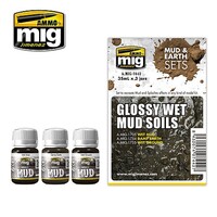 Ammo Glossy Wet Mud Soil colors (three 35ml Bottles) Hobby and Plastic Model Enamel Paint Set #7442