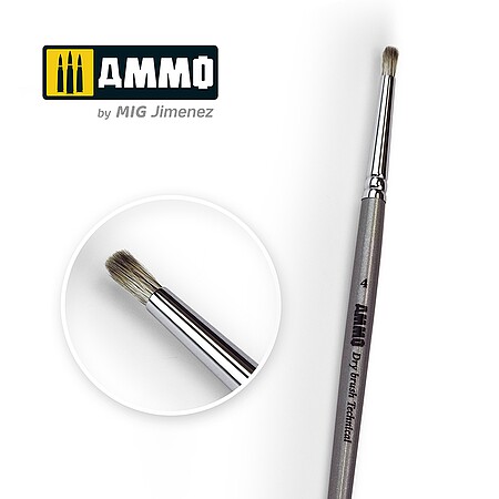 Ammo Drybrush Technical Brush Size 4 Hobby and Plastic Model Paint Brush #8701