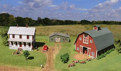 American-Models Midwest Farm Combo Kit N Scale Model Railroad Building #614