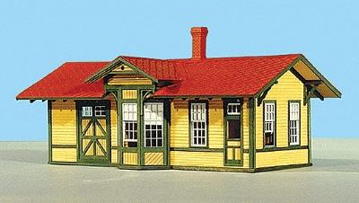 American-Models Atchison, Topeka & Santa Fe #1 Standard Depot (Kit) HO Scale Model Railroad Building #802