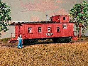 American-Models 4-Window Waycar Caboose Kit Chicago, Burlington & Quincy HO Scale Model Train Freight Car #855