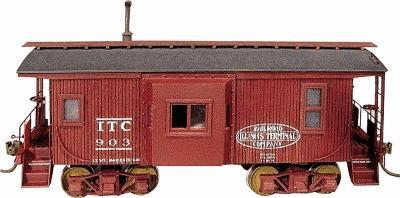 American-Models Wood Caboose - Kit Illinois Terminal w/Bay Window HO Scale Model Train Freight Car #870
