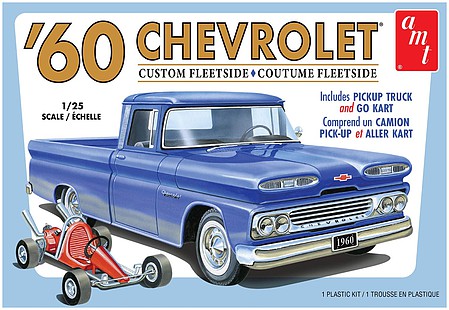 AMT 1960 Chevy Custom Fleetside Pickup with Go Kart Plastic Model Truck Kit 1/25 Scale #1063