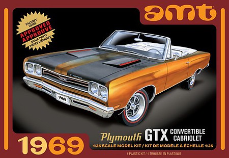 AMT 1969 Plymouth GTX Convertible 2T Plastic Model Car Kit 1/25 Scale #1137